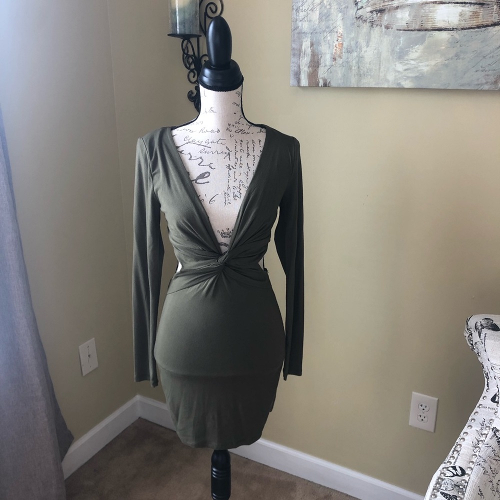 Green cutout sexy dress